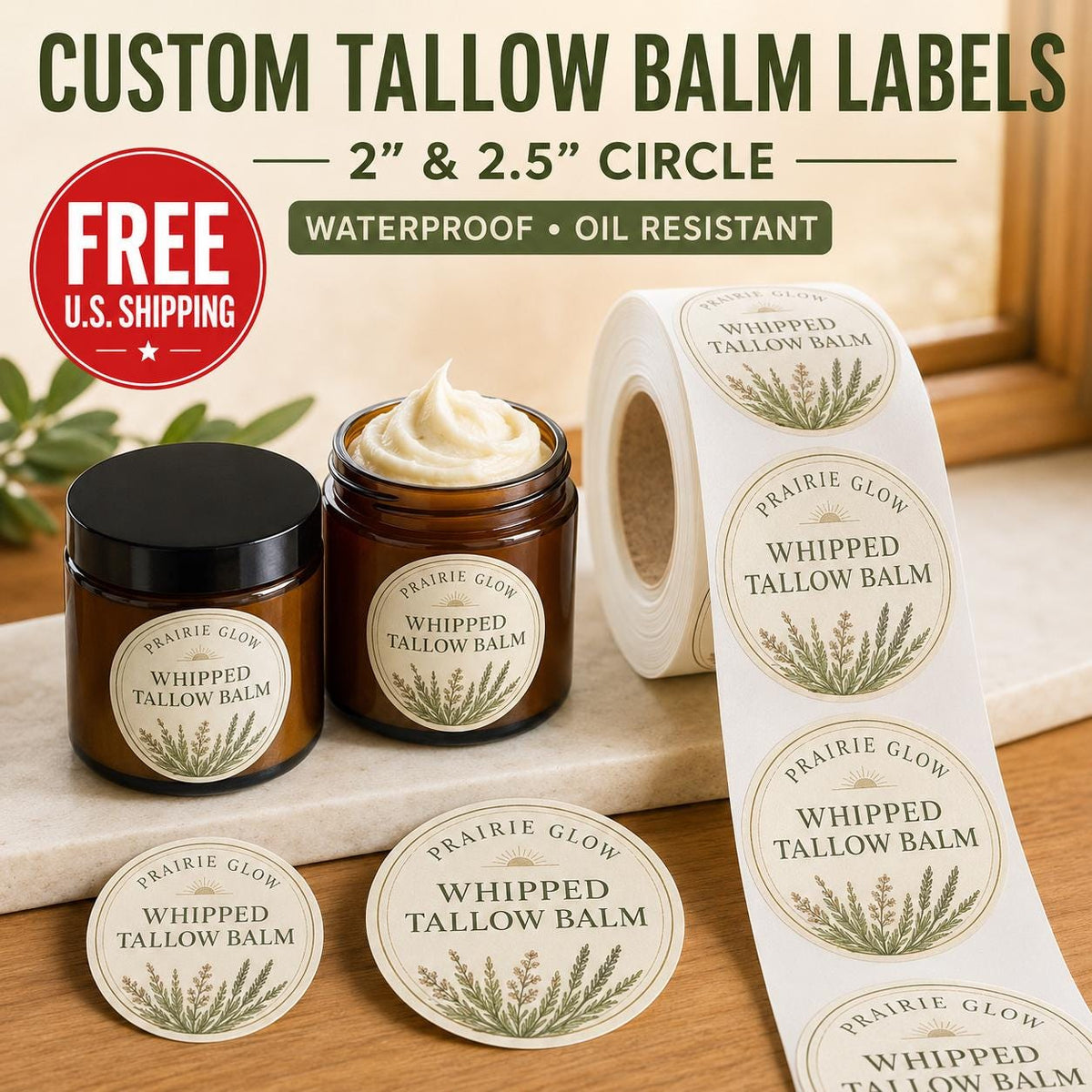 Custom Beef Tallow Balm Labels