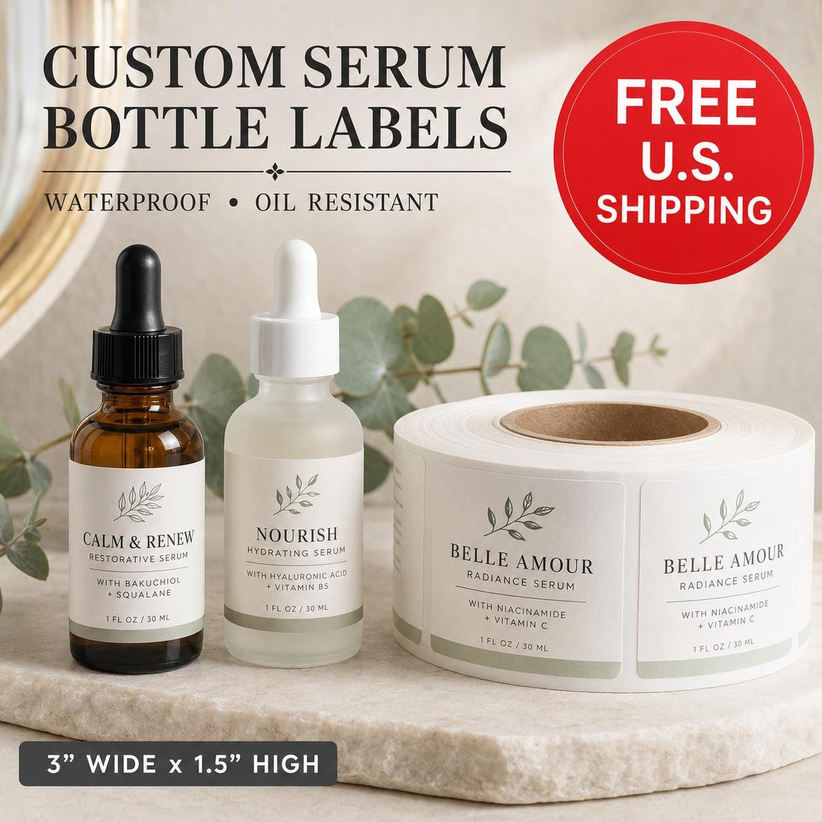 Custom Serum Bottle Labels
