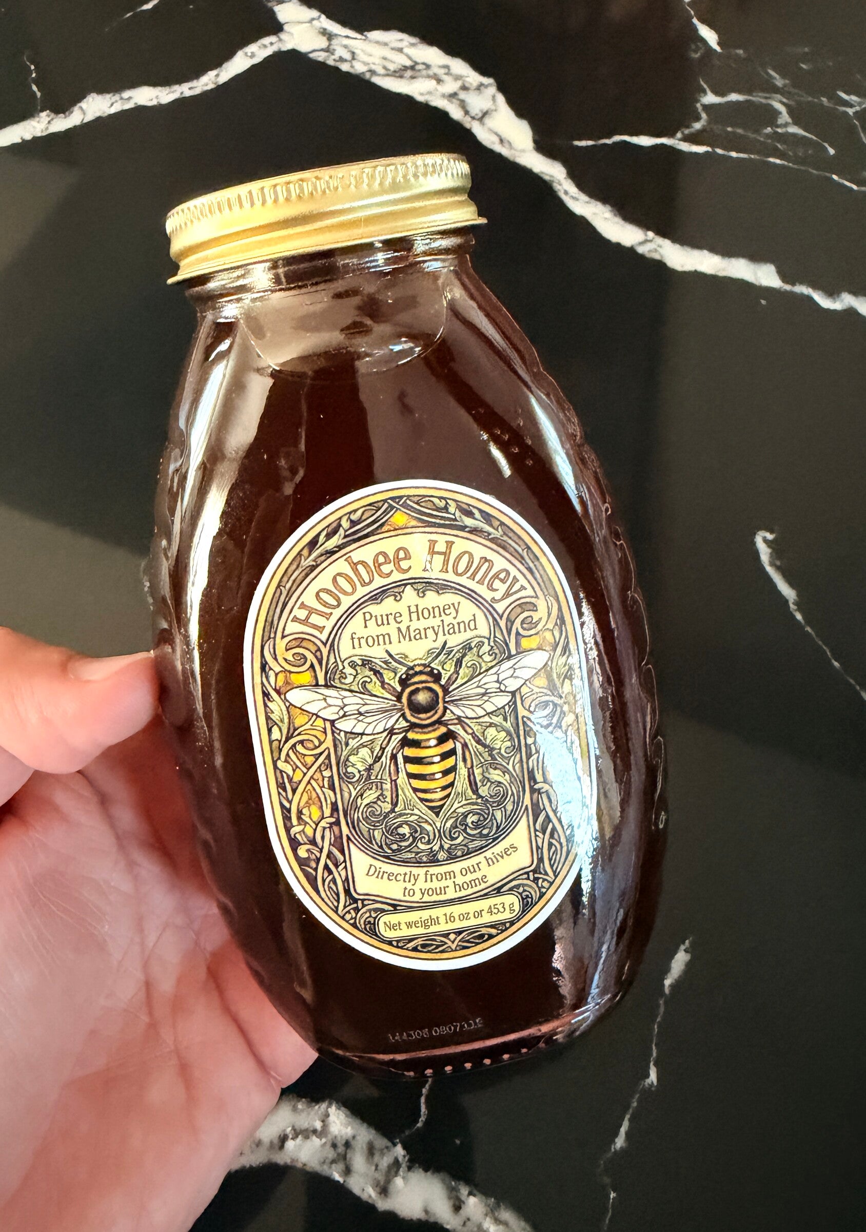 Honey jar with oval label