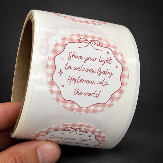 Custom 2 Circle Labels - real printed labels on a roll