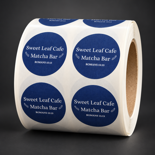 Custom 1.5" Circle Labels - custom printed labels on a roll