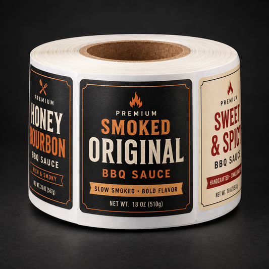 Custom BBQ Sauce Labels - custom printed labels on a roll