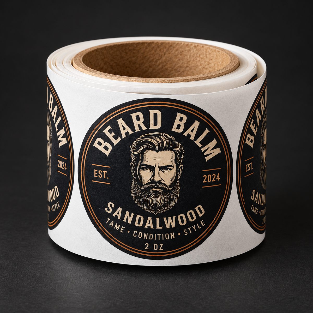 Custom Beard Balm Labels - custom printed labels on a roll