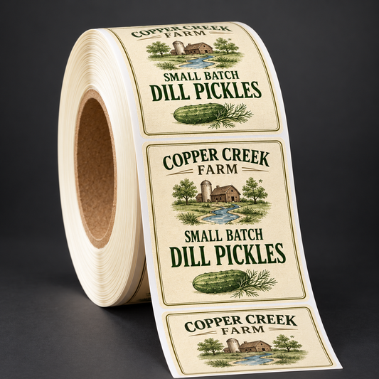 Custom Pickle Jar Labels - custom printed labels on a roll