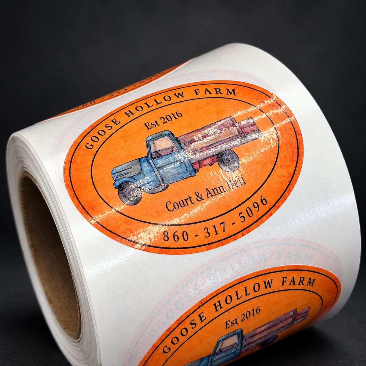 Custom 2 x 3 Oval Labels - real printed labels on a roll